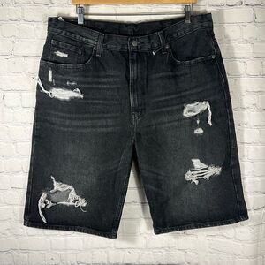 Levi’s 569 Loose Straight‎ Distressed Black Jean Shorts Jorts Mens Jeans size 38